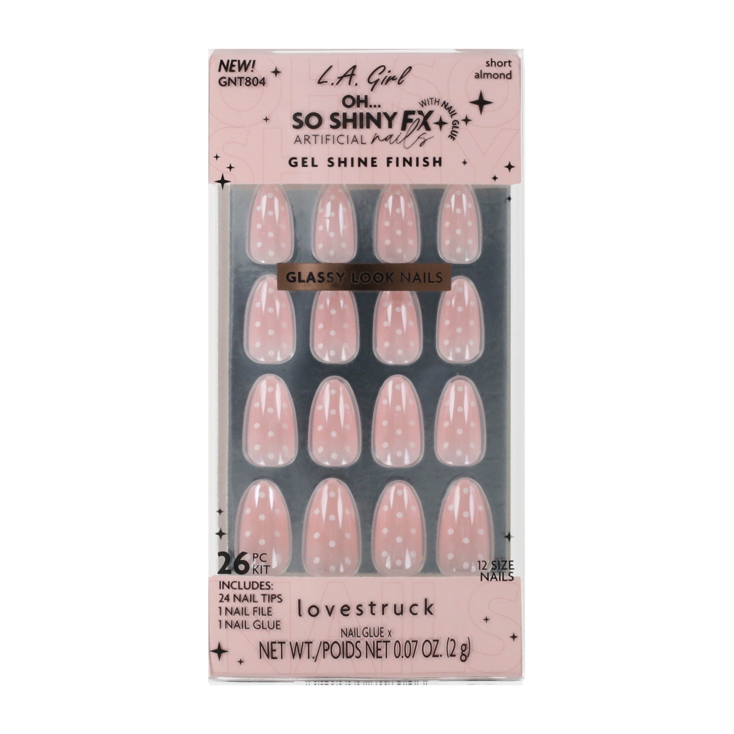 L.A. Girl Oh… So Shiny Lovestruck Artificial Nails 26-Pack