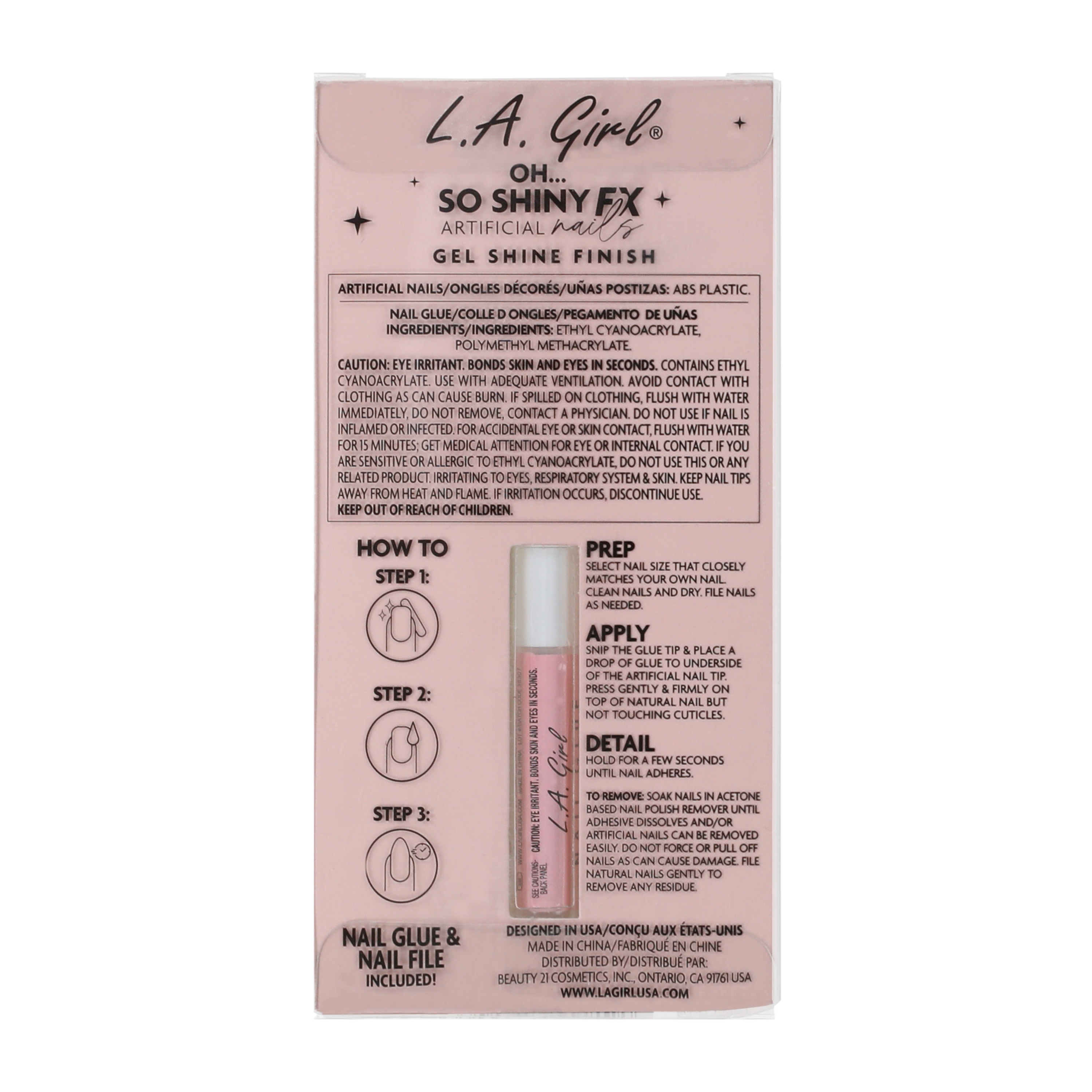 L.A. Girl Oh… So Shiny Lovestruck Artificial Nails 26-Pack