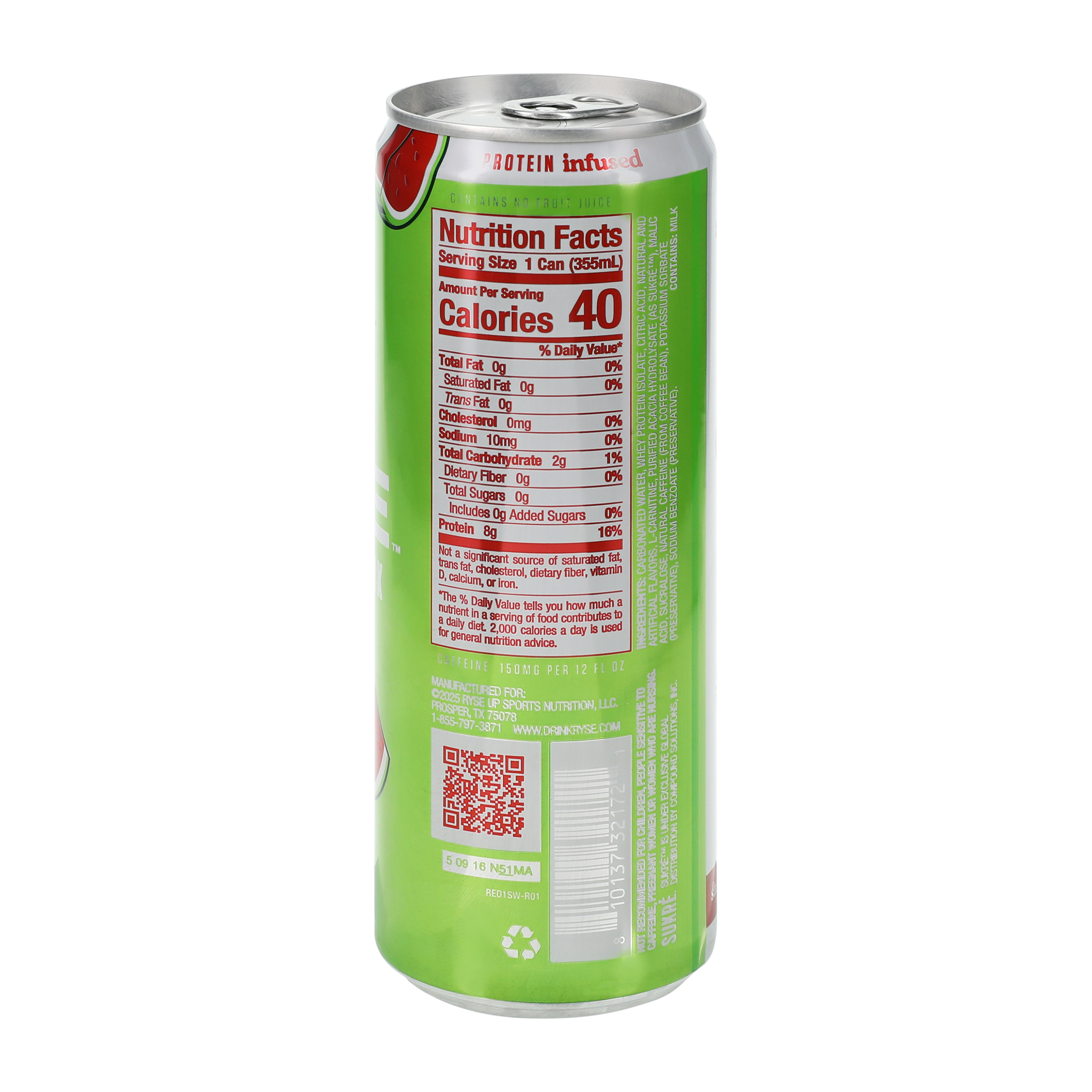 Ryse™ Strawberry Watermelon Zero Sugar Energy Drink 12oz