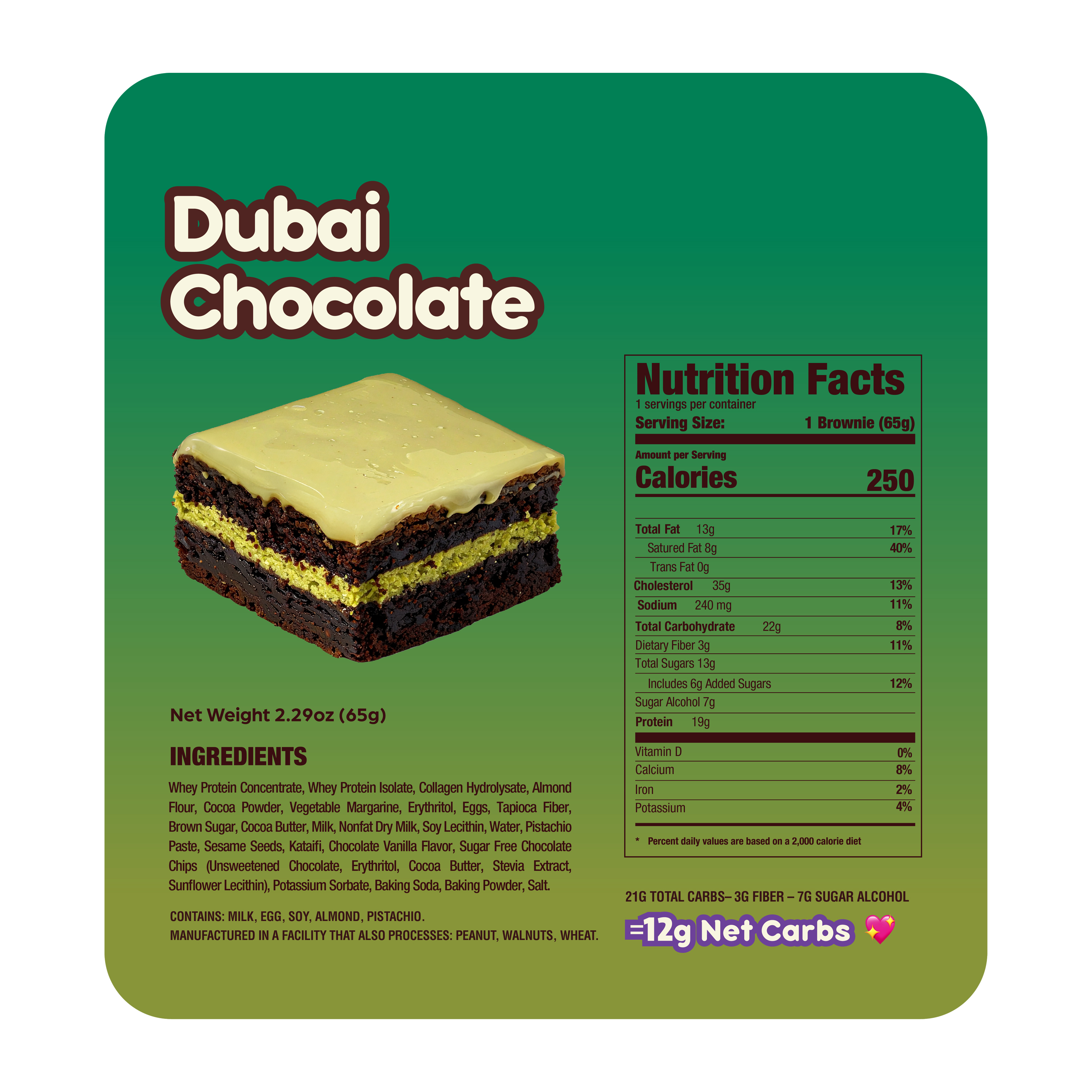 Prime Bites® Dubai Chocolate Protein Brownie 2.2oz