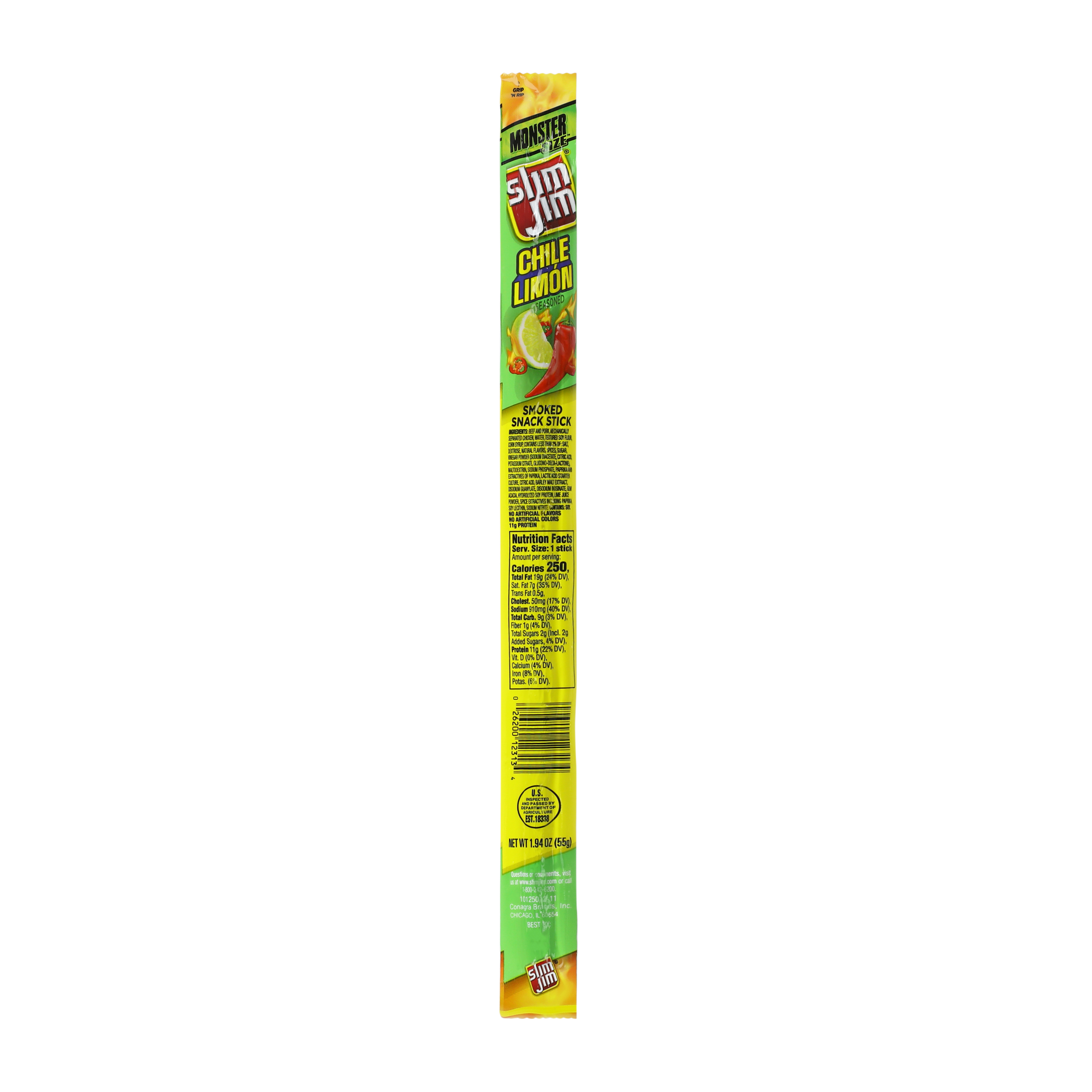 Slim Jim® Monster Size Chile Limon Smoked Snack Stick 1.9oz