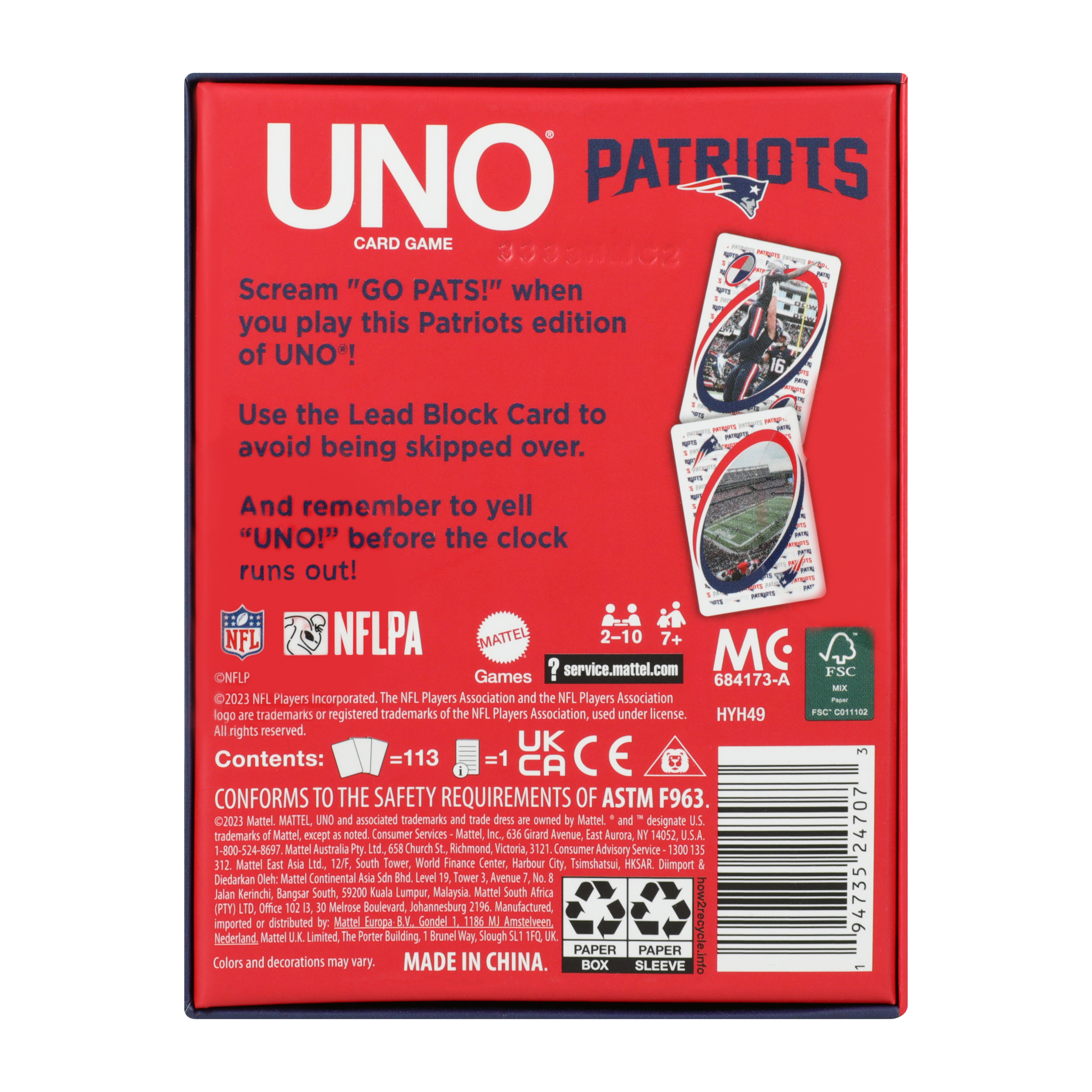 UNO® Fandom NFL Patriots Card Game