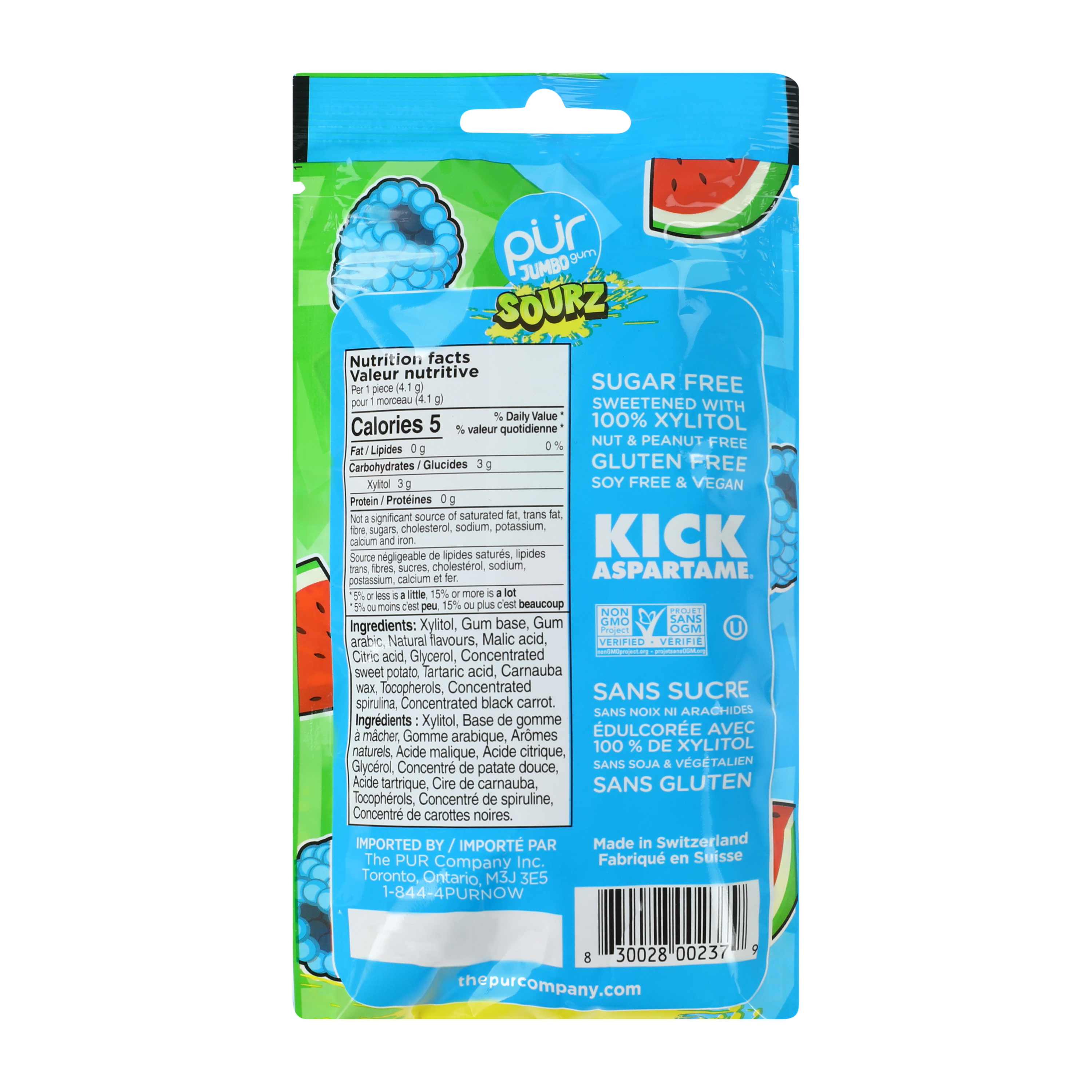PUR Jumbo Sourz Gum 2.9oz