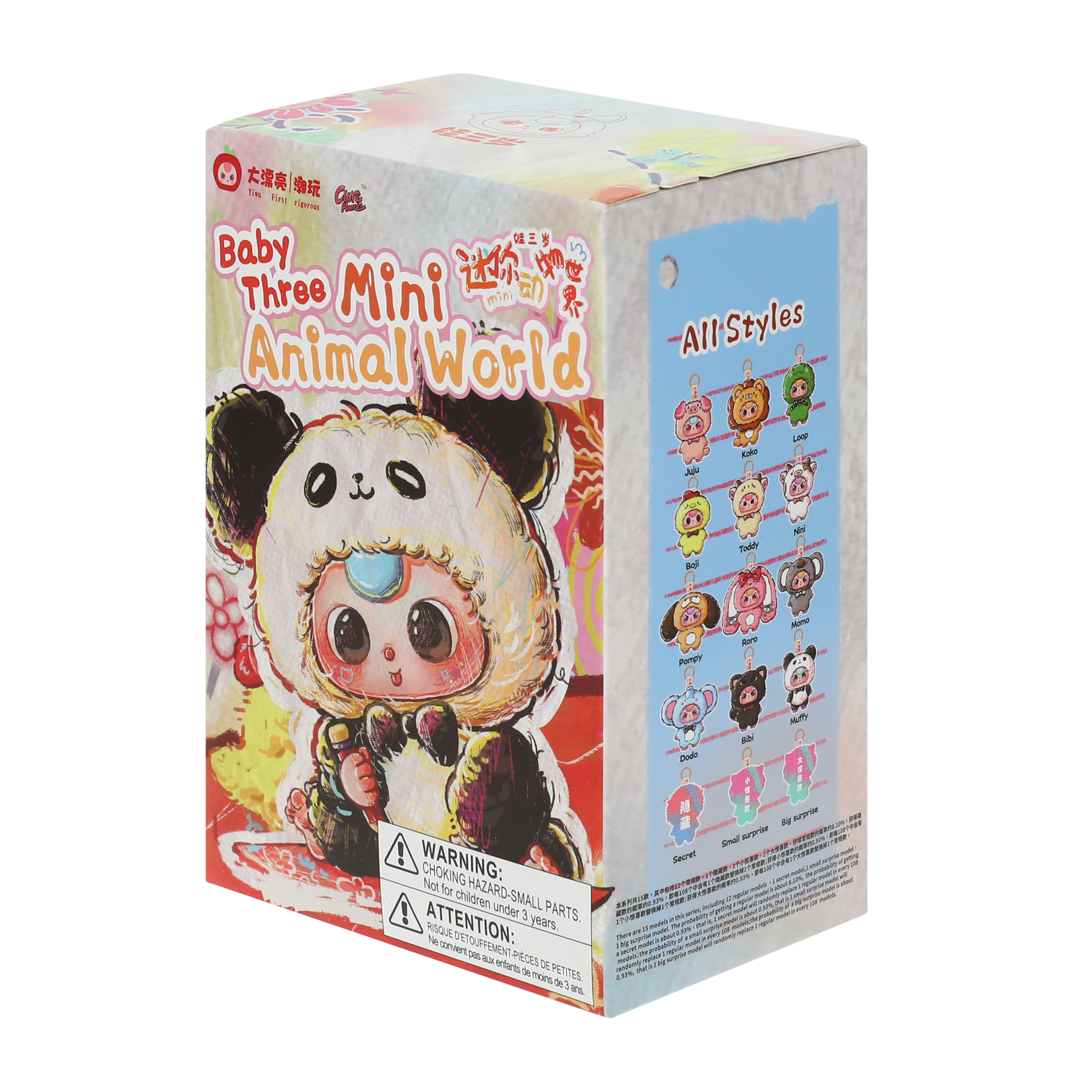 Baby Three Mini Animal World Plush Figure (Styles May Vary)