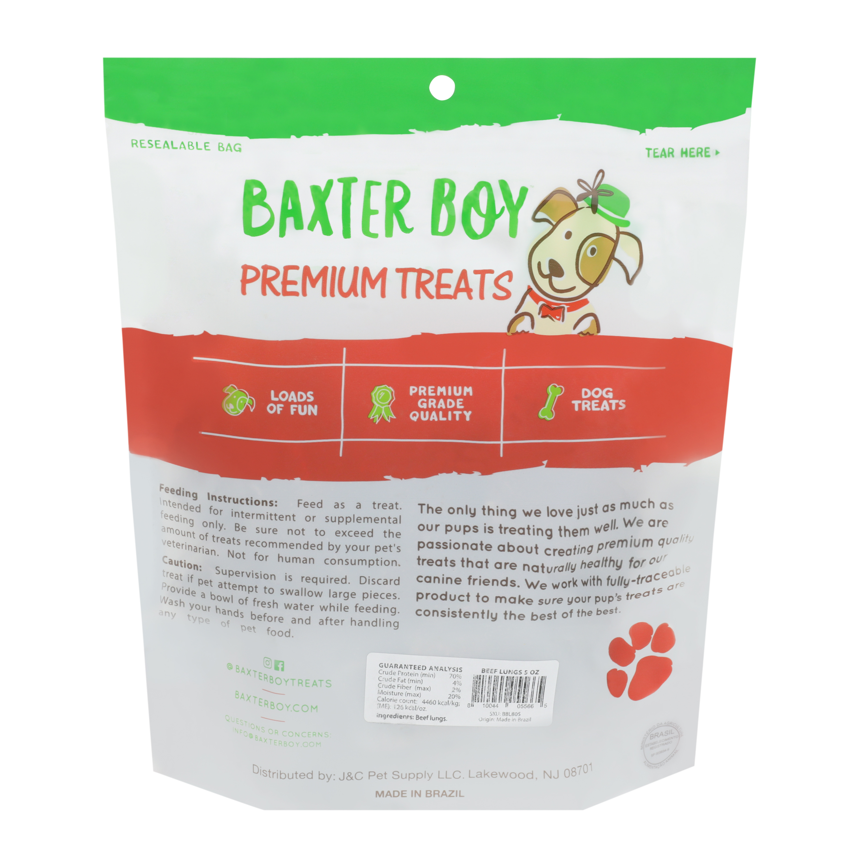 Baxter Boy™ Beef Lungs Premium Treats 5oz