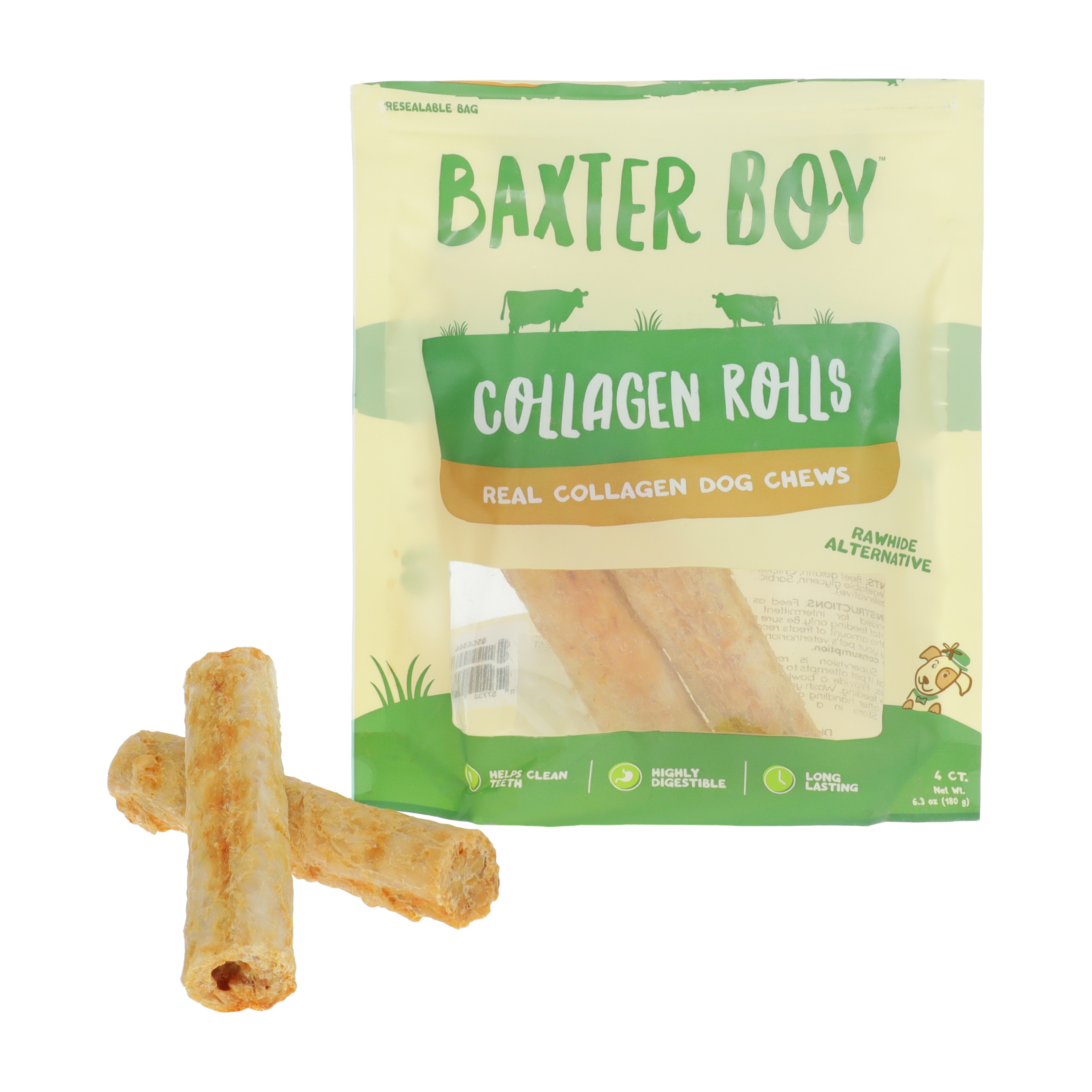 Baxter Boy™ Chicken Flavored Collagen Rolls Dog Chews 4-Pack 4.5oz