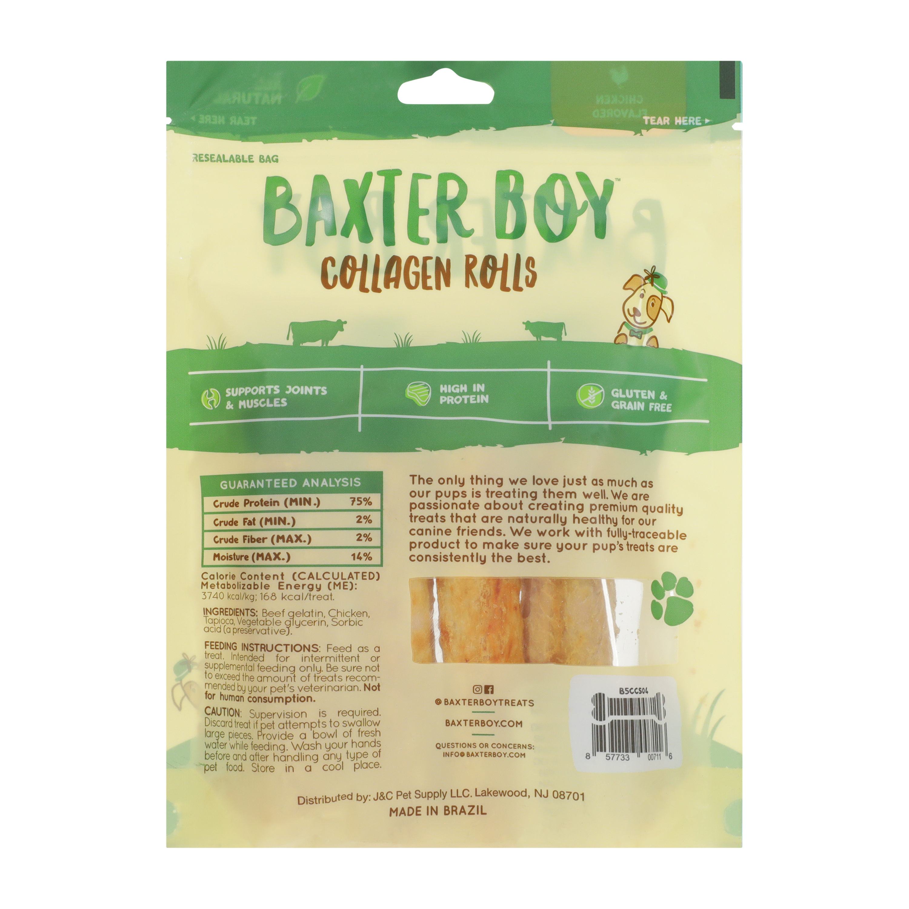Baxter Boy™ Chicken Flavored Collagen Rolls Dog Chews 4-Pack 4.5oz