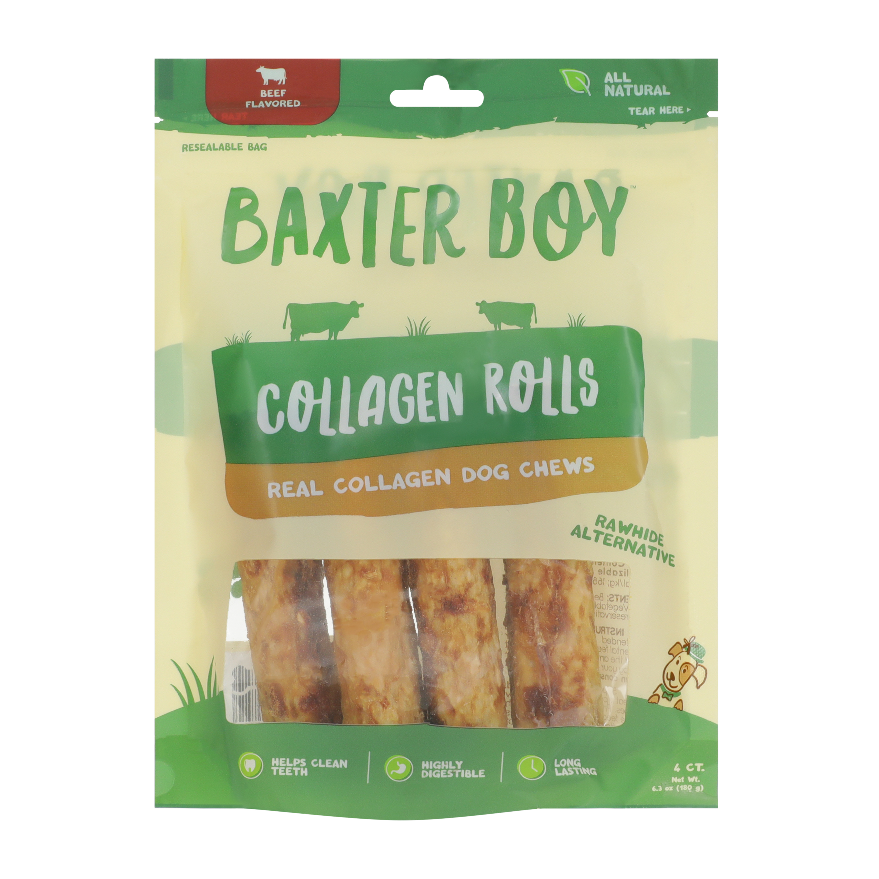 Baxter Boy™ Beef Flavored Collagen Rolls Dog Chews 4-Pack 4.5oz