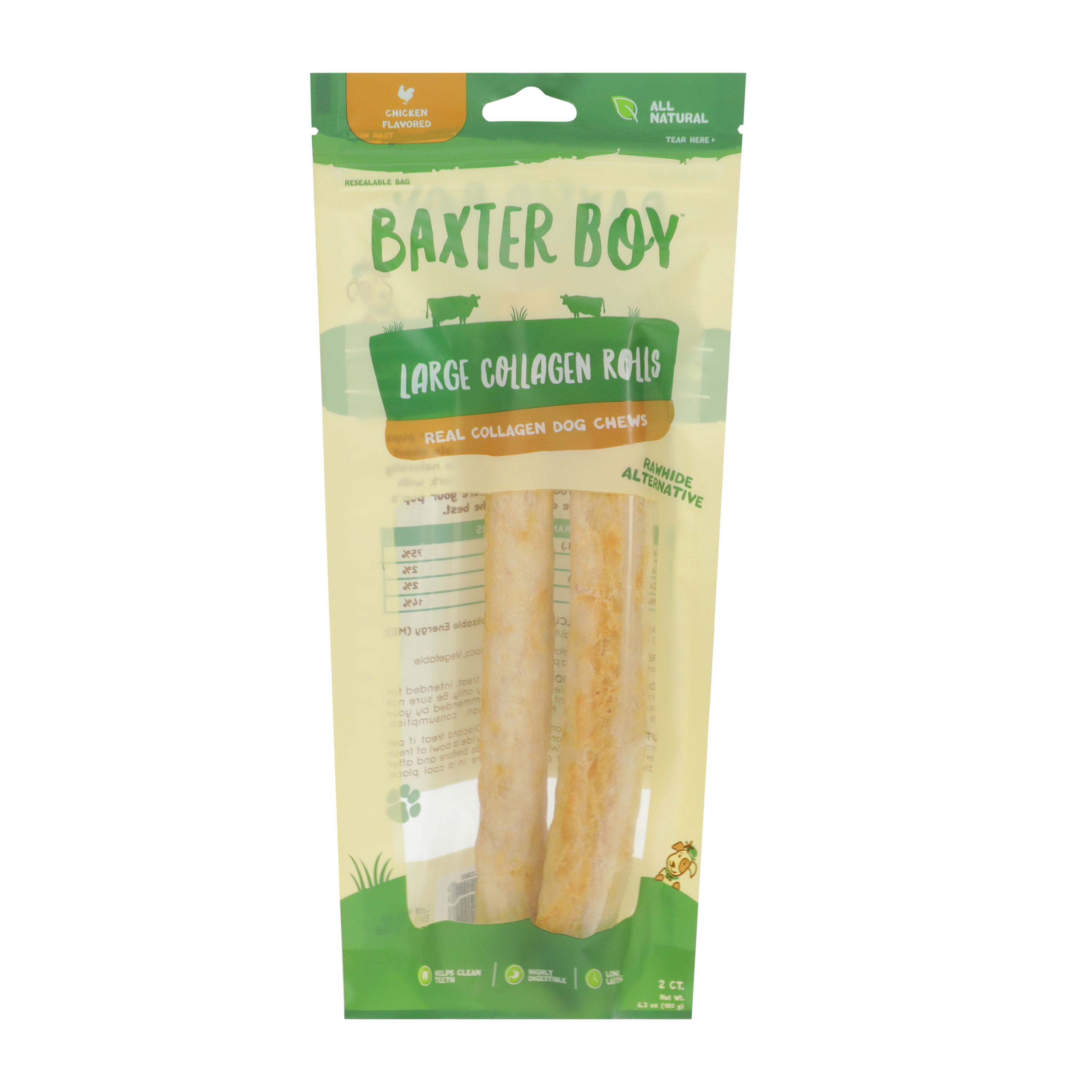 Baxter Boy™ Chicken Flavored Large Collagen Rolls 2-Pack 6.3oz