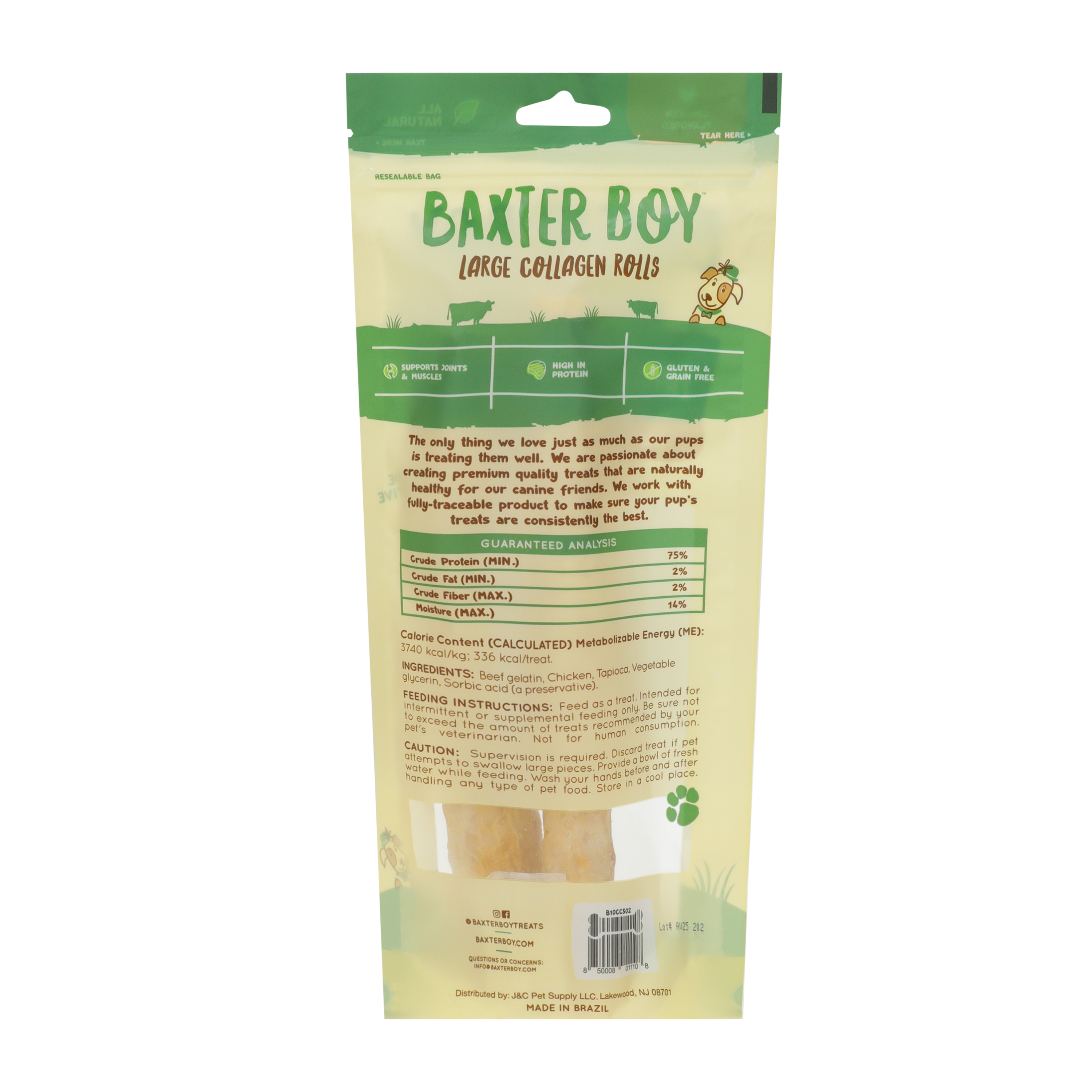 Baxter Boy™ Chicken Flavored Large Collagen Rolls 2-Pack 6.3oz
