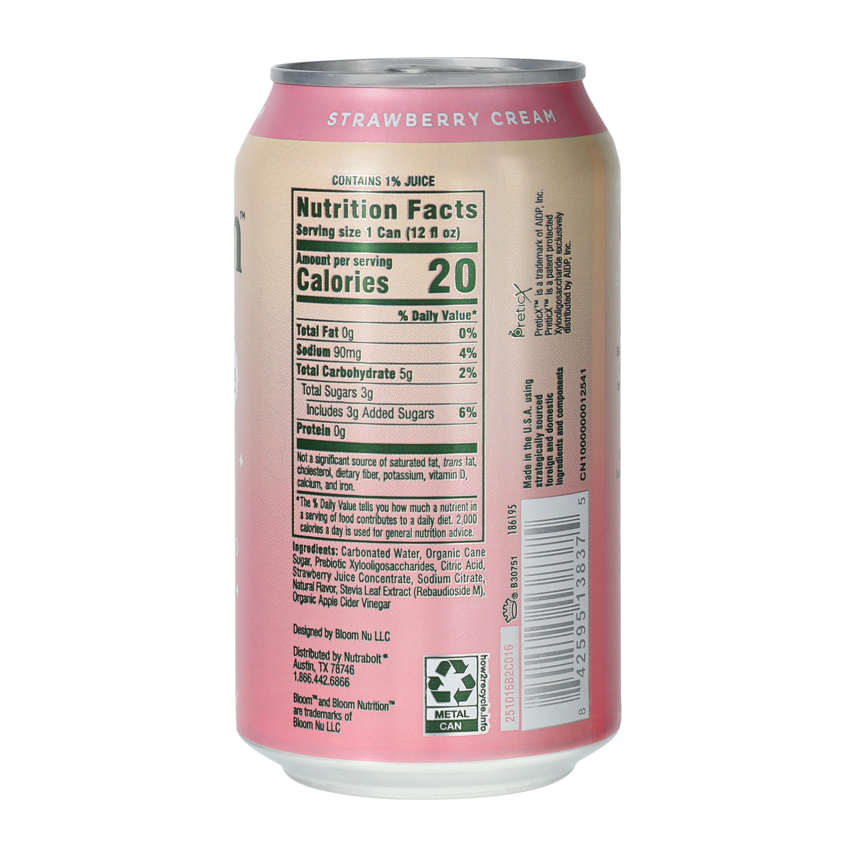 Bloom™ Pop Strawberry Cream Prebiotic Soda 12oz