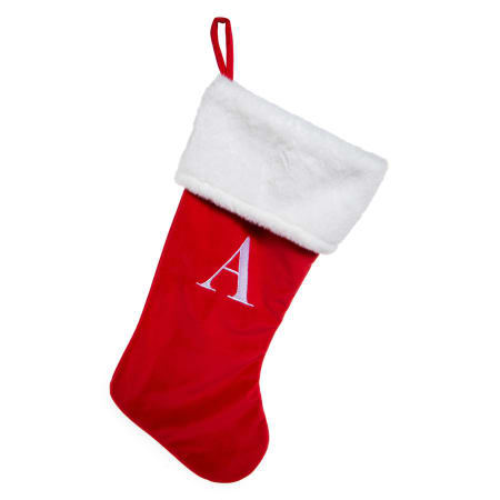 Red Monogram Christmas Stocking 20in