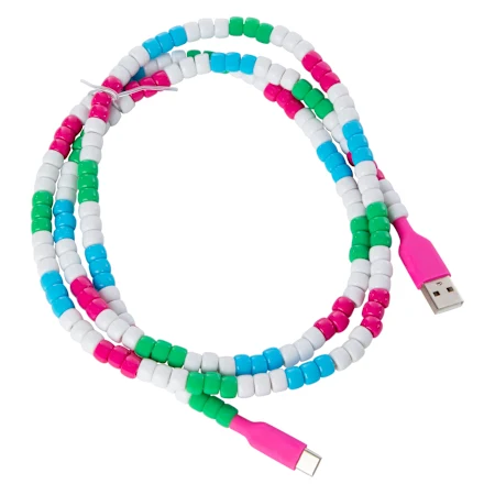 Biographyn Beaded Charging Cord 4 In 1, Rightfavour 4-in-1 Colorful Charger Cable & Fast Charging Cords, 66w Anti-Tangle Design Maperiodrvel USB Type-C Charger Cords For Multi-Device Use