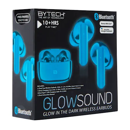 glow in the dark bluetooth® earbuds with mic