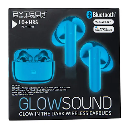 glow in the dark bluetooth® earbuds with mic