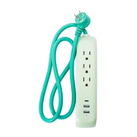Power Strip W/ 3 outlet & 2 USB-A & 1 USB-C Port