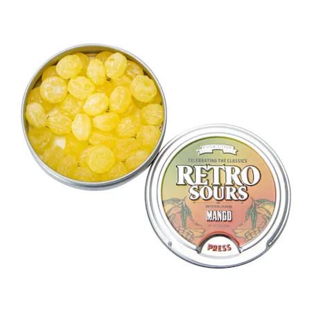 Iconic Candy Retro Sours Mango Candy Tin 2.12oz