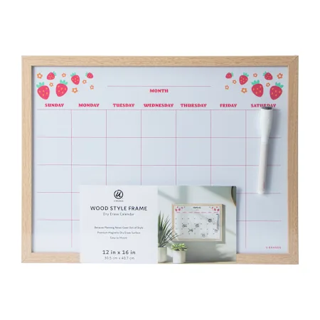 Wood Style Frame Dry Erase Calendar