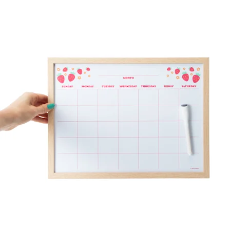 Wood Style Frame Dry Erase Calendar