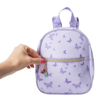 Printed Mini Backpack With Charm