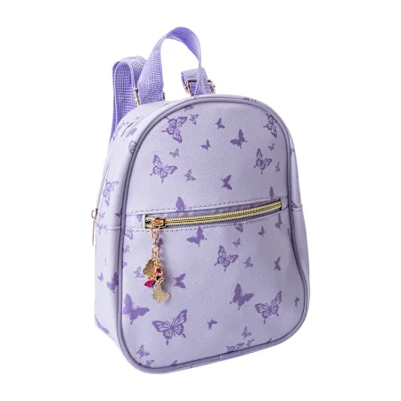Printed Mini Backpack With Charm