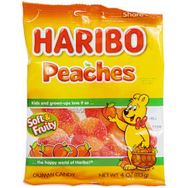 Haribo® Peaches™ Gummi Candy 4oz Bag