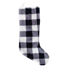 Faux Fur Buffalo Plaid Stocking 22in