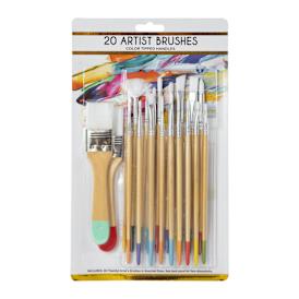 20-Count Color Tipped Artist Brushes