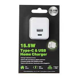 USB & USB-C Dual Wall Charger 3.1 Amp
