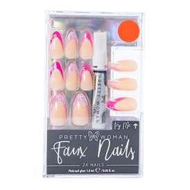 Pretty Woman Faux Nails 24-Piece Set With Nail Glue - Floral Tip