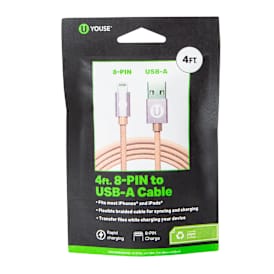 4ft Braided 8-Pin To USB-A Charging Cable