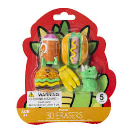 Dinosaur Foodie 3D Eraser Set 5-Pack