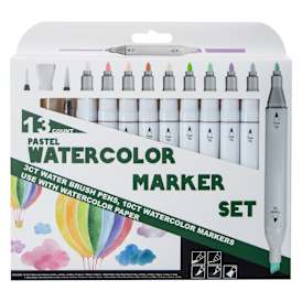 Dual-Tip Watercolor Marker Drawing Set 13-Count