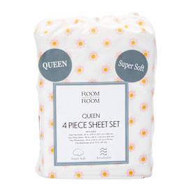 Queen Size 4-Piece Sheet Set - Sun Print