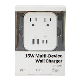 15W USB-C & USB Wall Charger With Outlets