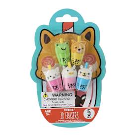 Premiere® Animal Boba Tea 3D Erasers 5-Count