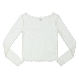 Sheer Ribbed Long-Sleeve Top