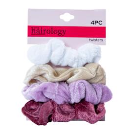Assorted Velvet Twister Scrunchie Set 4-Count