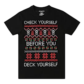 'Check Yourself Before You Deck Yourself' Christmas Graphic Tee
