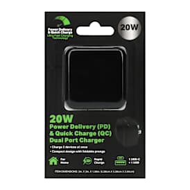 20W Power Delivery & Quick Charge USB-C & USB Dual Port Wall Charger