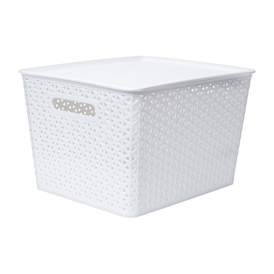 Large Plastic Weave Bin With Lid