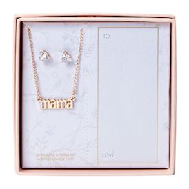 Mama Necklace & Earring Set With Removable Card