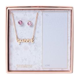 Queen Necklace & Earring Set With Removable Card