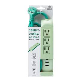 Power Strip W/ 3 outlet & 2 USB-A & 1 USB-C Port