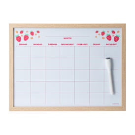 Wood Style Frame Dry Erase Calendar