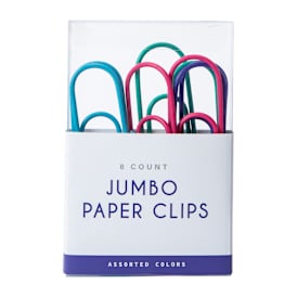 8-Count Jumbo Paper Clips, Assorted Colors