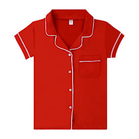 Short-Sleeve Button-Up Pajama Top
