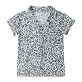 Short-Sleeve Button-Up Pajama Top