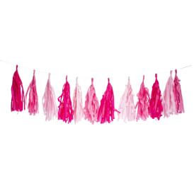 Pink Tissue Paper Tassel Banner Decoration 10ft