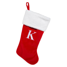 Red Monogram Christmas Stocking 20in